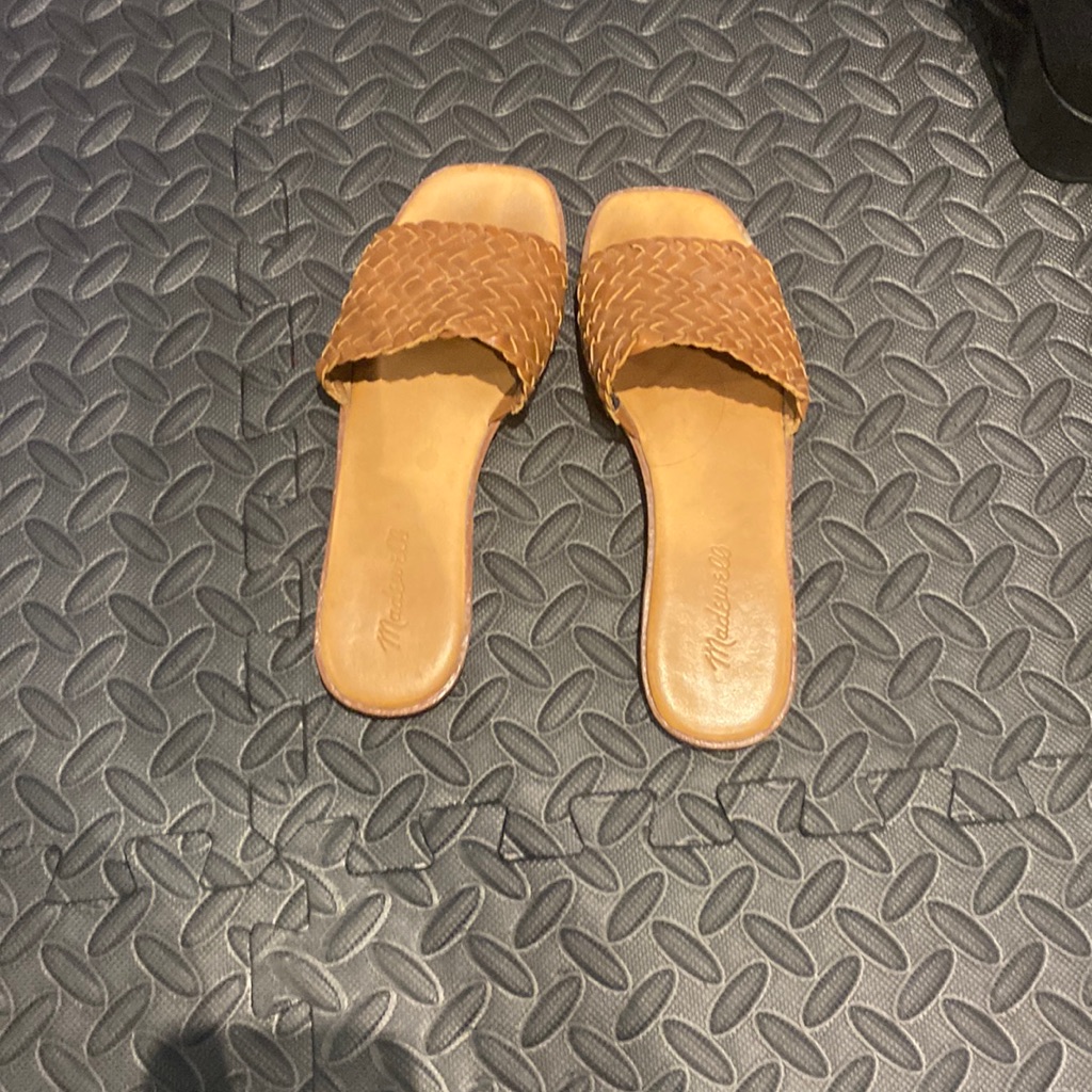 Madewell Brown Braided Leather Slides